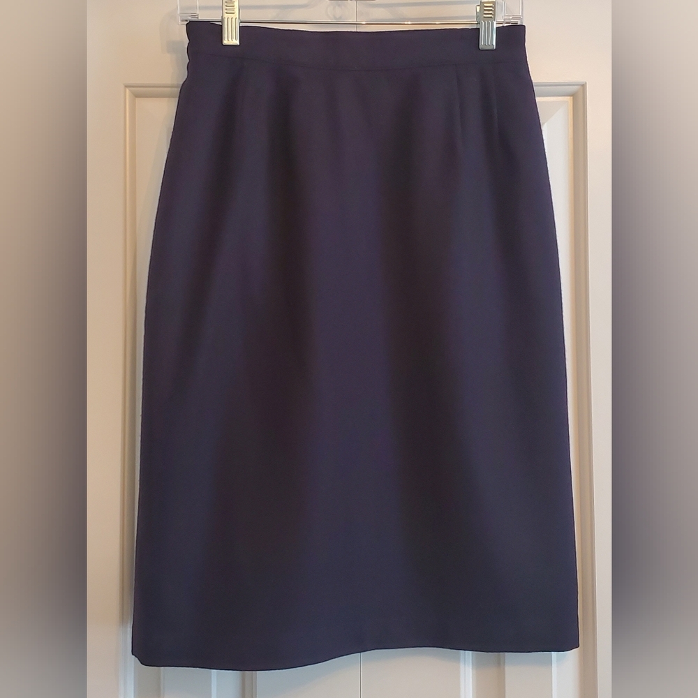 Vintage Sag Harbor Navy Wool Straight Career Knee Length Skirt Woolmark 8 Petite